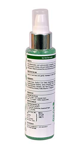 Wuba Tea Tree Natural Face Wash for Acne & Pimples - Sulfate & Paraben Free Facial Cleanser for Oily Skin (Men, Women & Teens) 100ml | Gentle Daily Cleansing for Clear, Healthy Skin