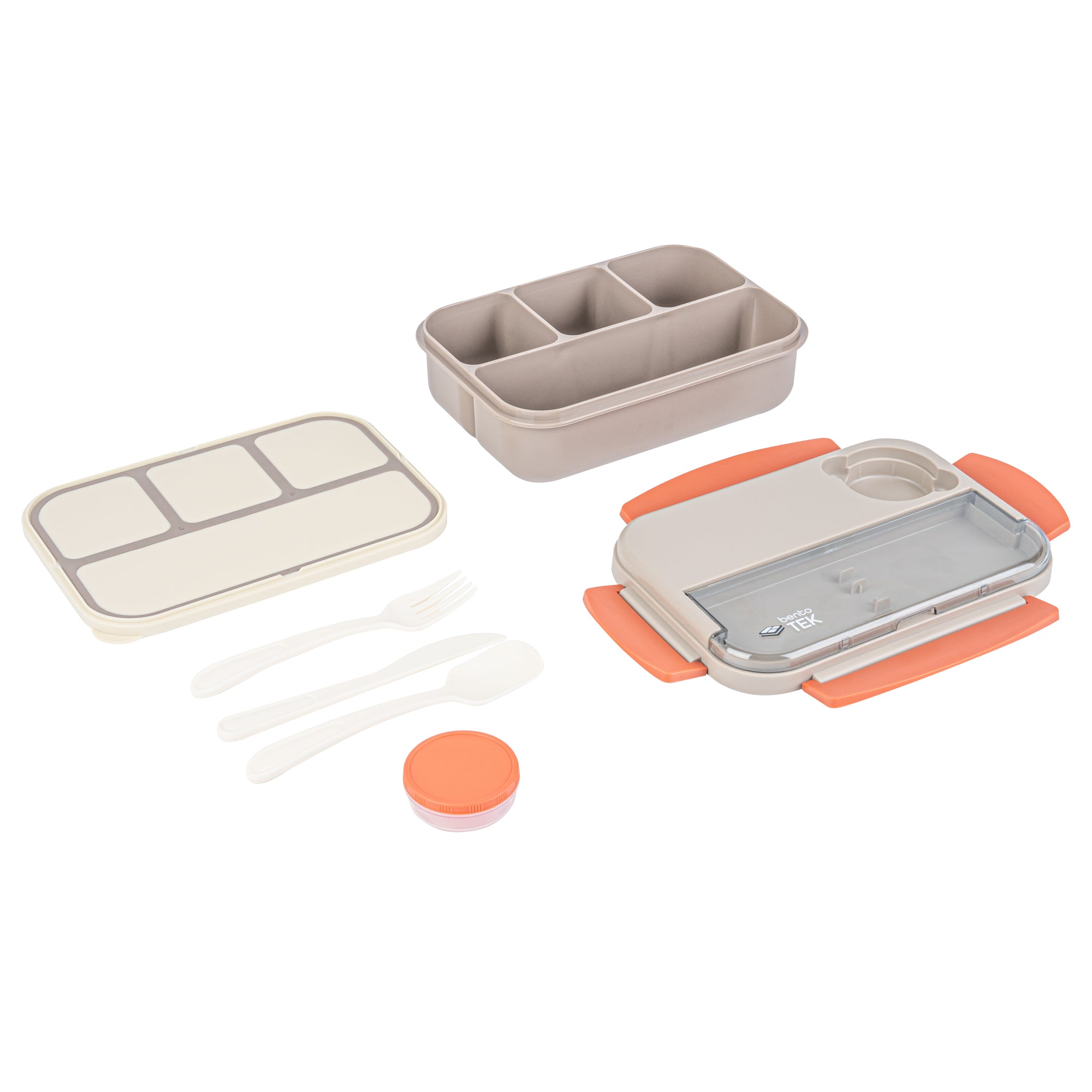 Bento Tek 44 oz BPA-Free Microwave Safe Lunch Box Set with Utensils - Brown & Orange Insulated Food Container (9x6.5x3.25 Inches) - 10 Pack for School, Office & Picnic Meals