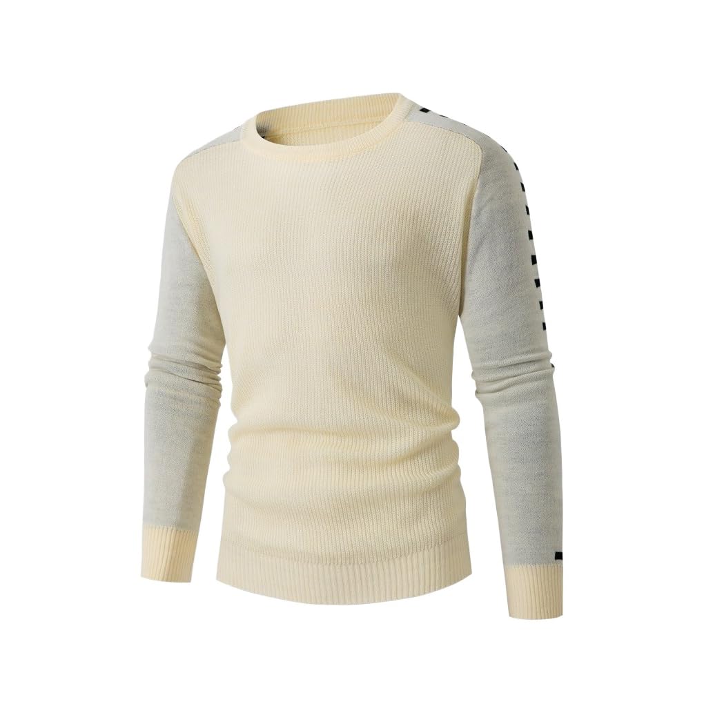 Men's Thick Winter Sweater - Warm Knit Pullover Long Sleeve Round Neck Casual Top for Autumn & Winter | Cozy Layering Shirt for Office, Dating & Outdoor Activities