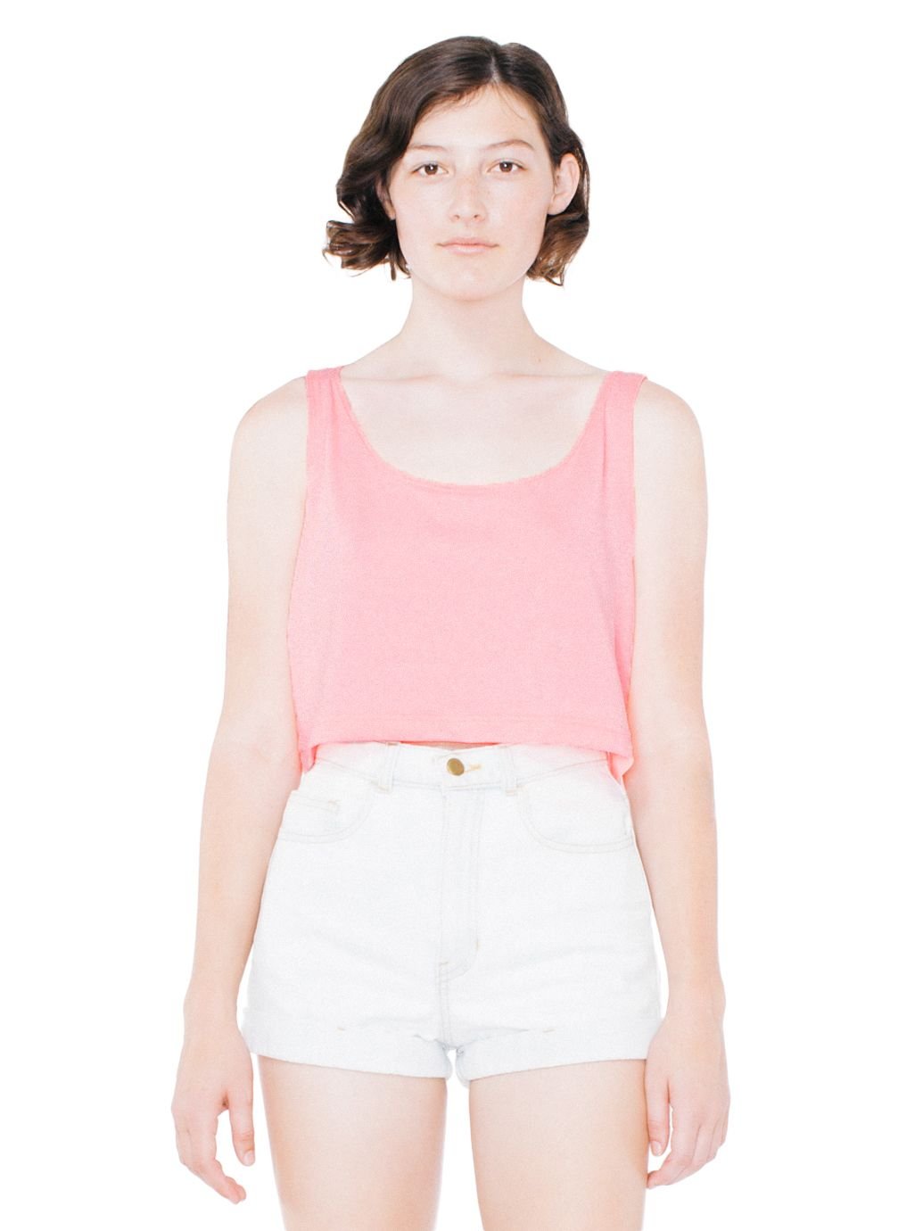 American Apparel Loose Crop Tank Top - Neon Heather Pink, One Size, Women's Casual Wear for Summer, Yoga, Beach & Street Fashion
