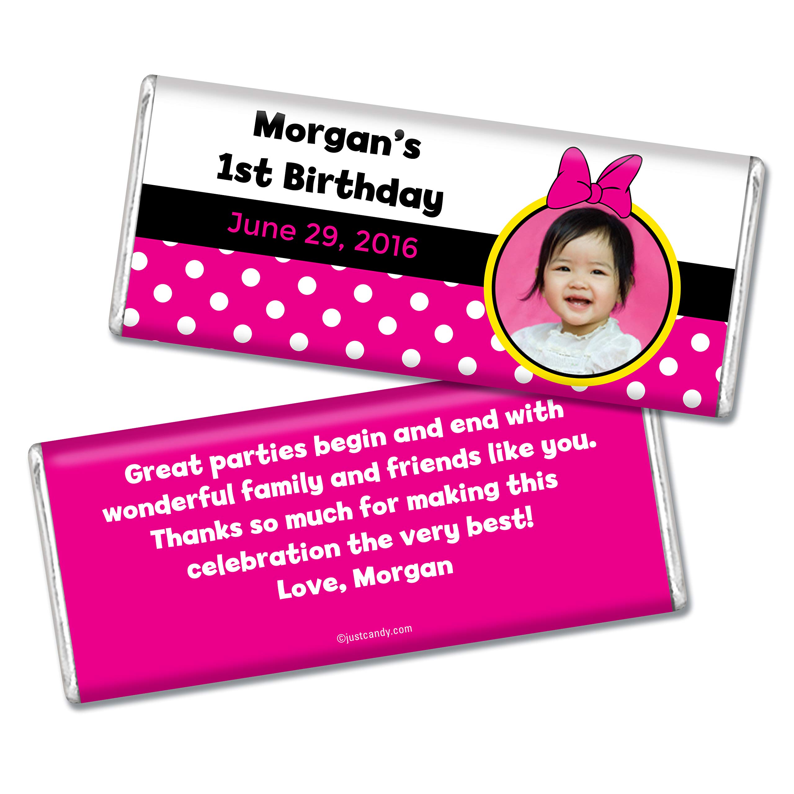 Personalized Minnie Mouse Candy Bars for Kids Birthday Party Favors - 36 Pack Bulk - Perfect for Birthday Party Treats, Classroom Rewards & Goodie Bags