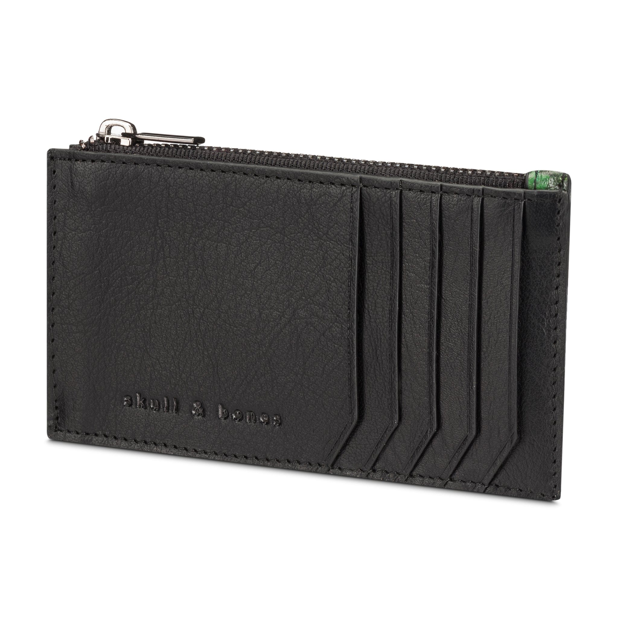 Dutch Green Floral Zipper Leather Card Holder - Slim RFID Blocking Wallet for Women & Men - Perfect for Travel, Business, and Everyday Use