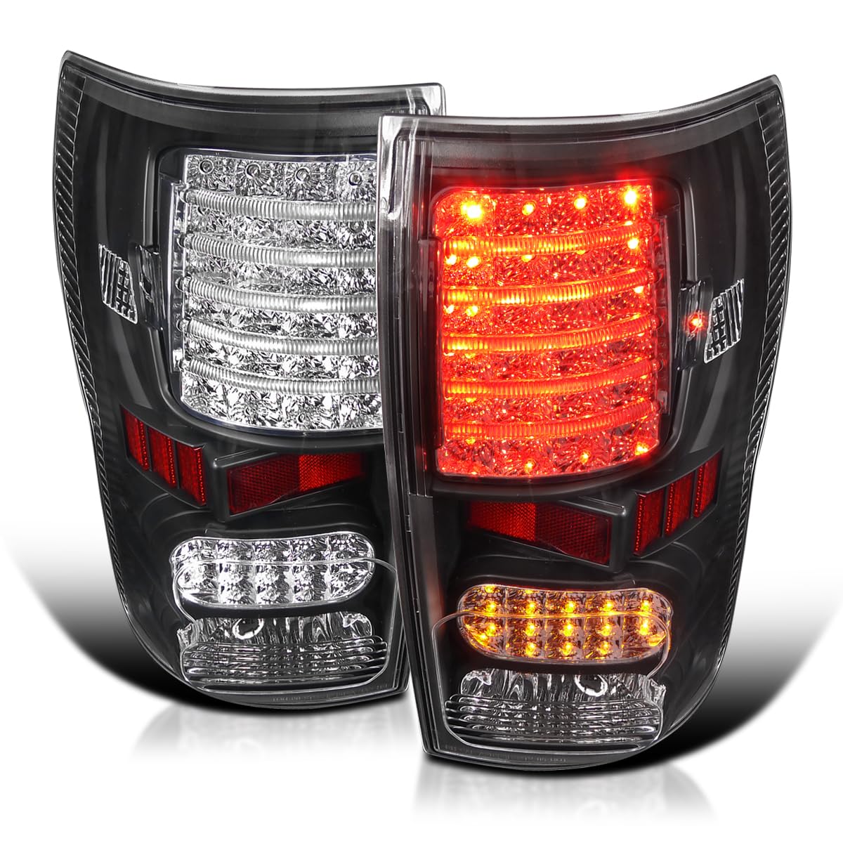 Spec-D Tuning Black LED Tail Lights for 2007-2013 Toyota Tundra - Left & Right Pair Assembly - Enhanced Visibility & Style for Night Driving & Custom Truck Builds