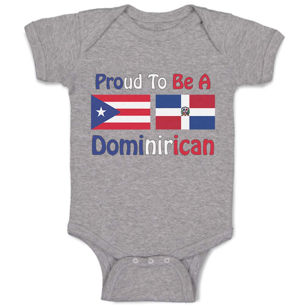 Proud to Be Puerto Rican & Dominican Baby Bodysuit - Funny Cotton Onesie for Boys & Girls - Newborn Oxford Gray Outfit - Perfect for Holidays, Family Photos & Cultural Celebrations