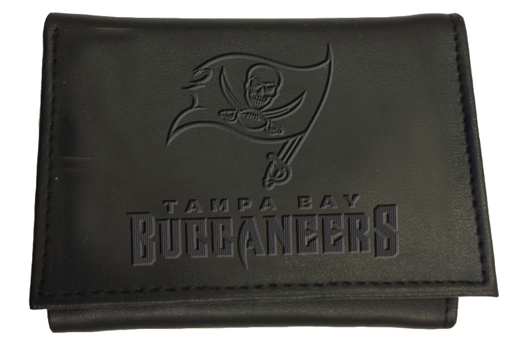 Official NFL Tampa Bay Buccaneers Genuine Leather Tri-Fold Wallet - Licensed Team Logo - Credit Card & Cash Organizer - Perfect Gift for Football Fans (Includes Gift Box) | Ideal for Game Day, Travel & Everyday Use