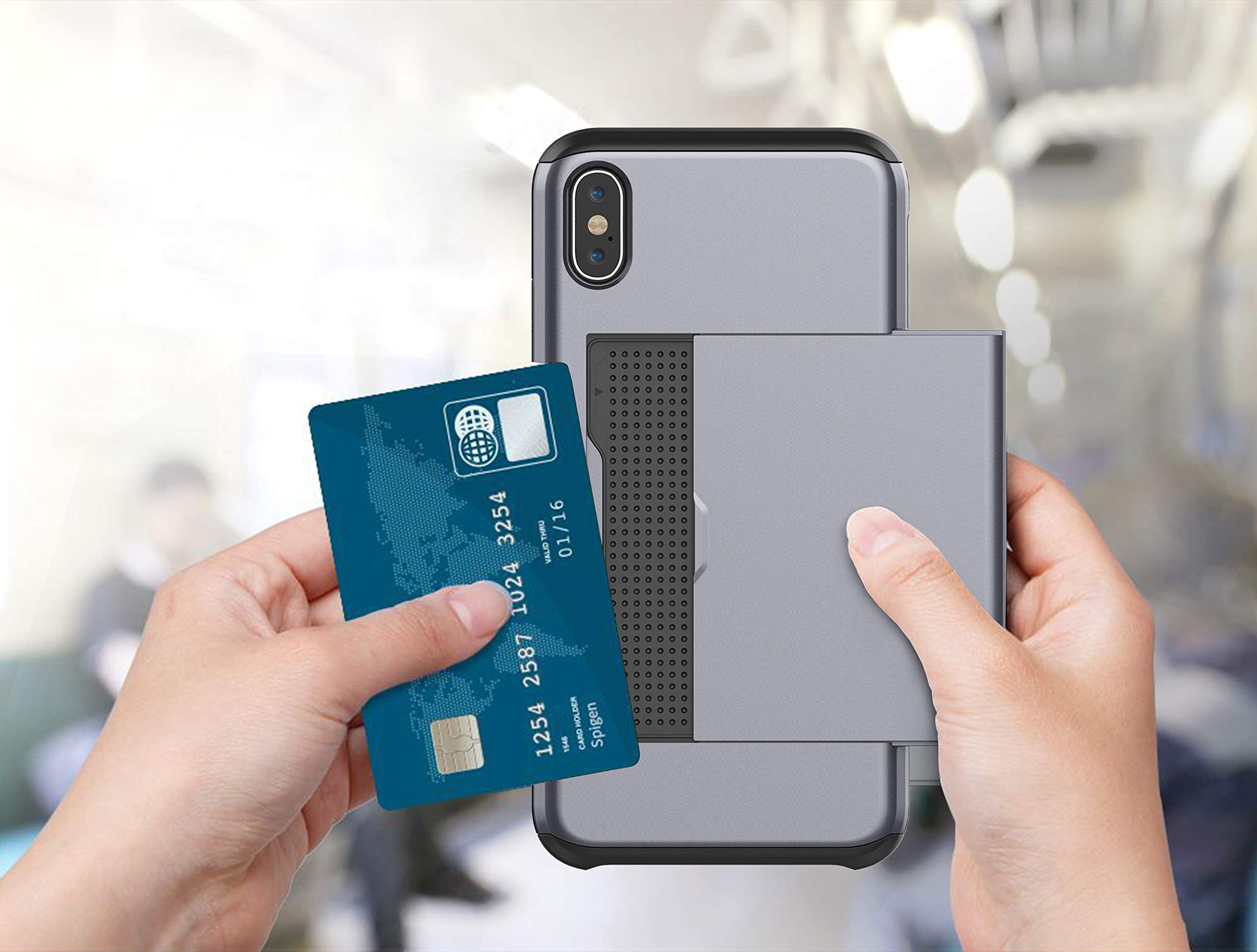 SORAKA iPhone X / Xs Wallet Case with Card Holder - Dual Layer Shockproof Armor Cover (PC + TPU) - White - Perfect for Everyday Use, Travel & Business