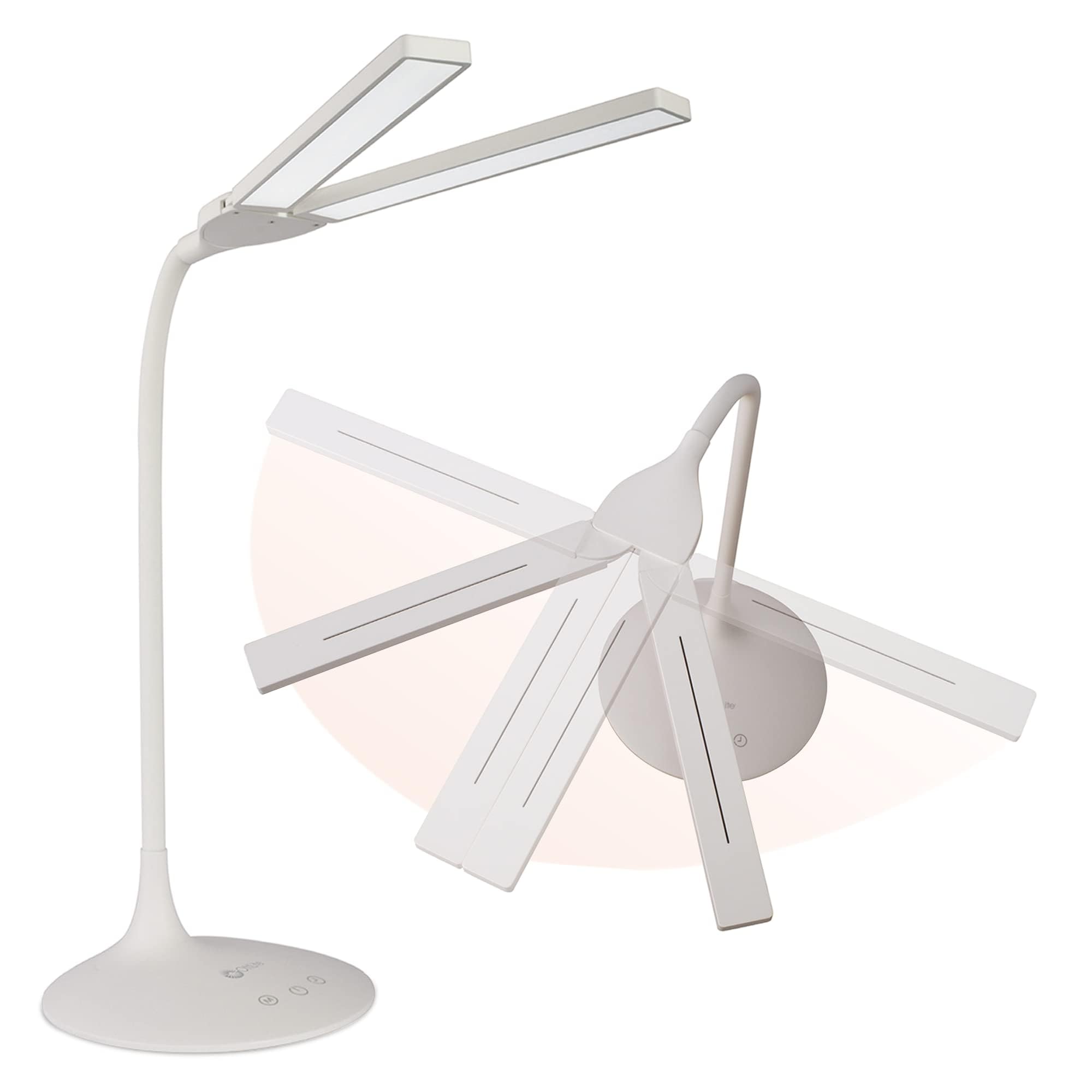OttLite Dual Shade LED Desk Lamp with 3 Color Temperature Modes - Adjustable Neck & Touch Controls for Crafting, Sewing, Reading - Auto Shut-Off Timer Perfect for Home Office, Study & Hobby Rooms