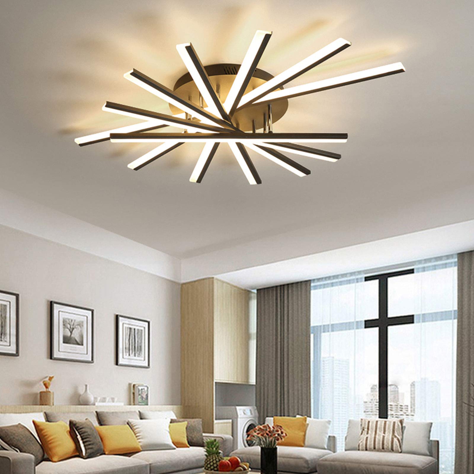 OUKANING 9-Light Dimmable LED Ceiling Fixture, Modern Acrylic Flush Mount Lighting for Living Room, Bedroom & Dining Room - Energy Efficient Home Decor Lighting Solution