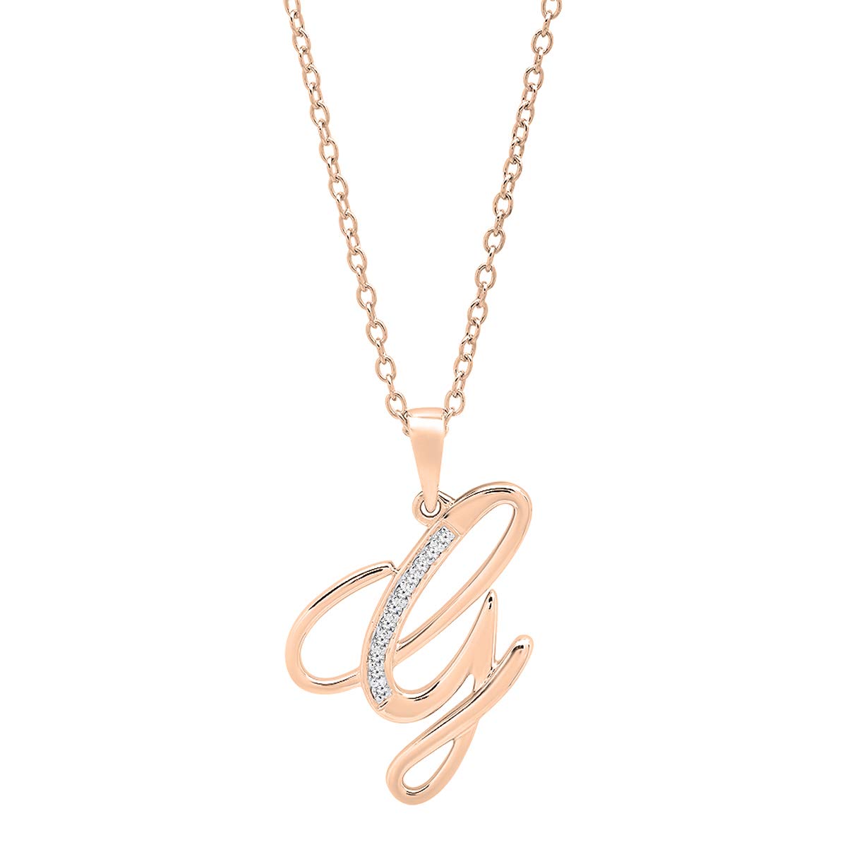Dazzlingrock 10K Rose Gold Initial 'G' Pendant Necklace with 0.05 Cttw Round Diamonds - Elegant Mother's Day Gift for Women, Perfect for Birthday, Anniversary & Special Occasions