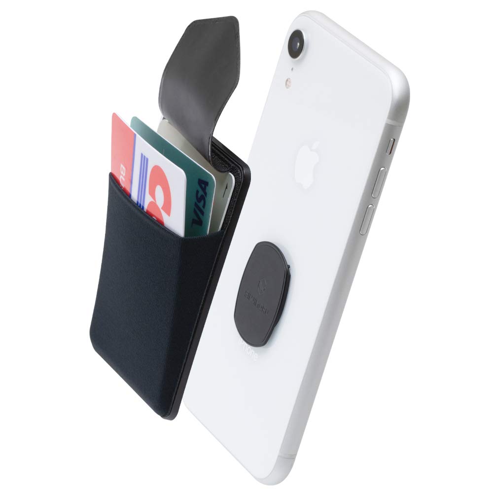 Sinjimoru Removable Phone Wallet with Flap - Wireless Charging Compatible Card Holder for iPhone & Android - Slim RFID Blocking Phone Back Pocket (Perfect for Travel, Shopping & Daily Use)