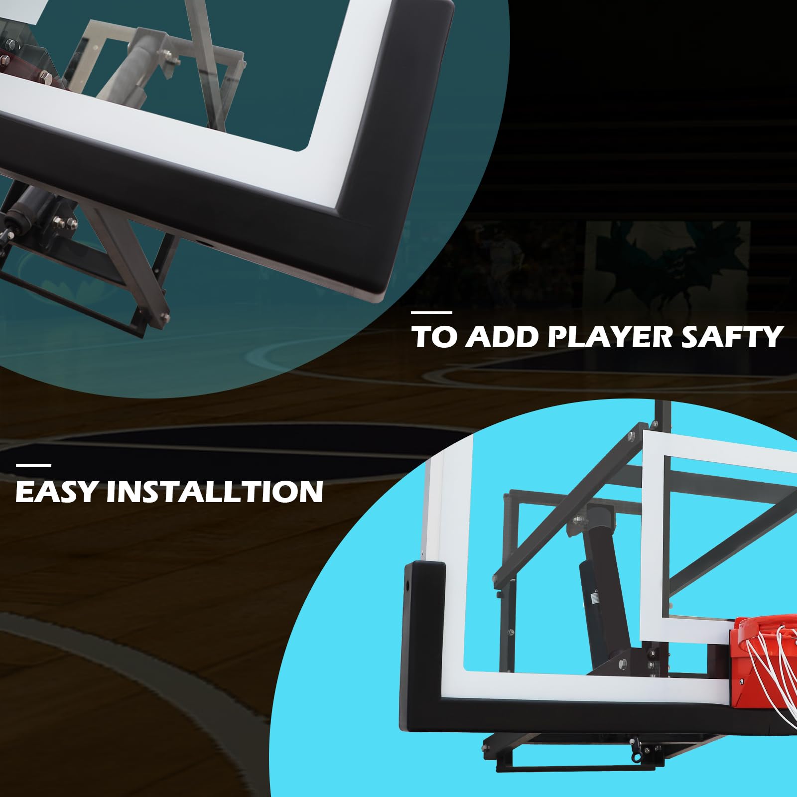 PROGOAL Universal UV-Resistant Basketball Backboard Padding - Fits All Basketball Hoop Systems for Indoor & Outdoor Use - Perfect for Driveway, Gym, and Park Basketball Courts