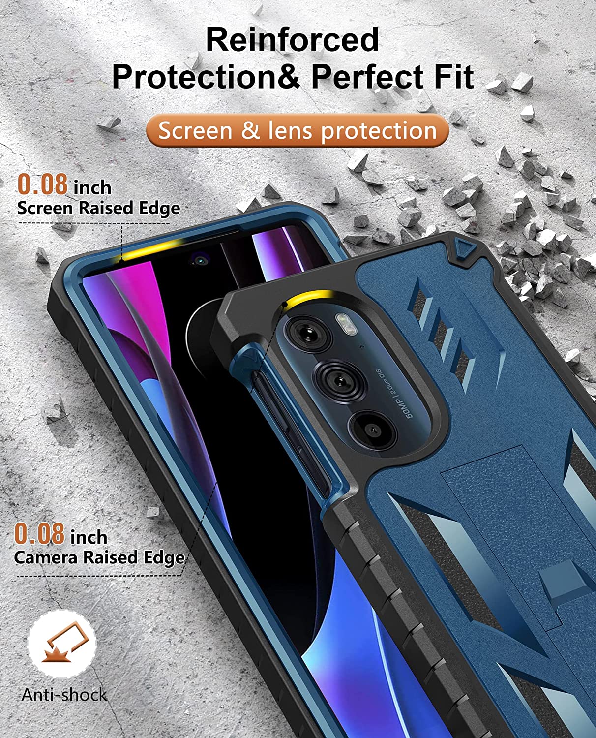 Motorola Edge Plus 5G UW 2022 Case - Shockproof Protective Phone Cover with Slim Fit Design - Perfect for Everyday Use, Travel & Outdoor Activities - Blue