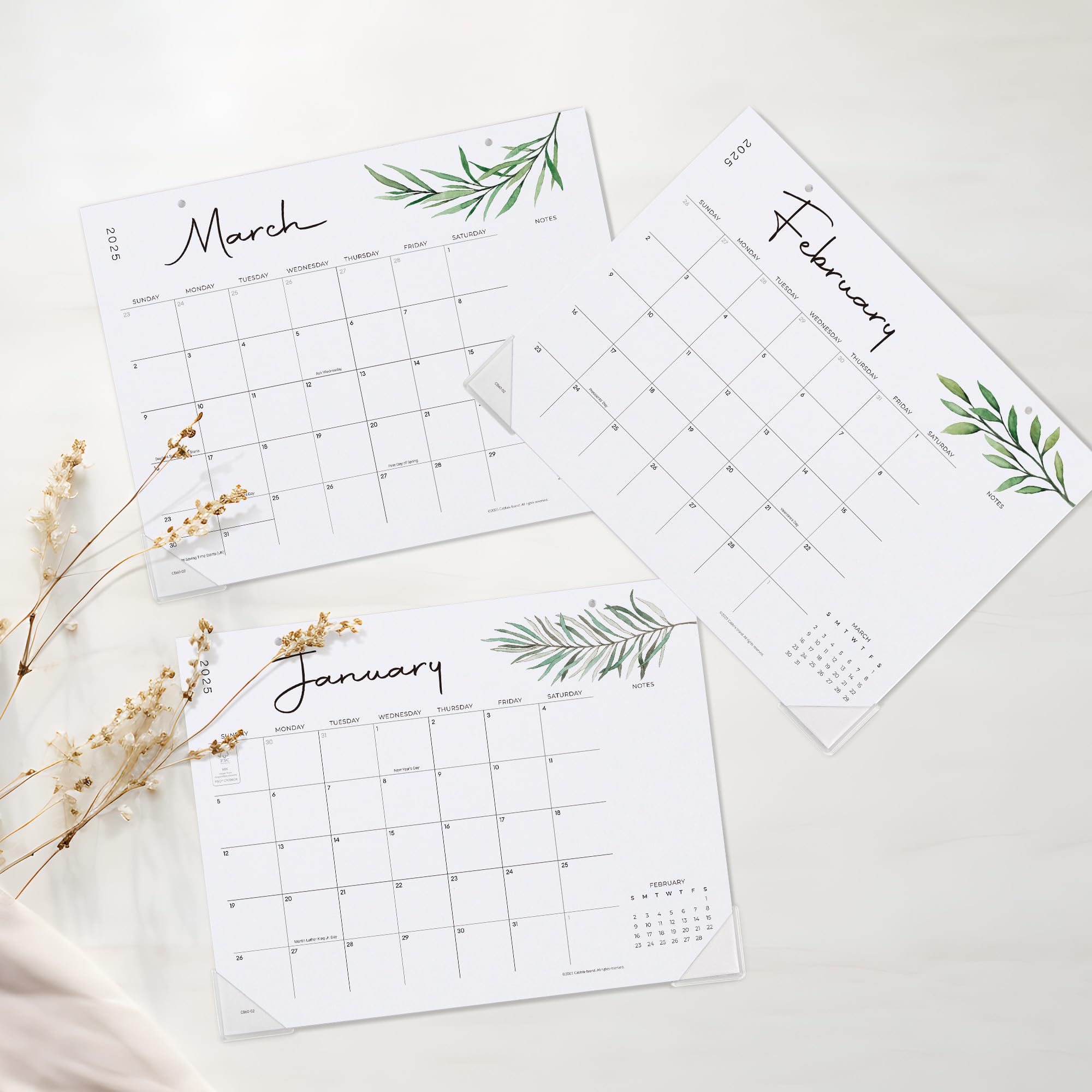 Cabbrix 2025-2026 Academic Desk Calendar - January 2025 to June 2026 Planner for School, Home & Office - Greenery Design - Perfect for Scheduling, Goal Tracking & Daily Organization