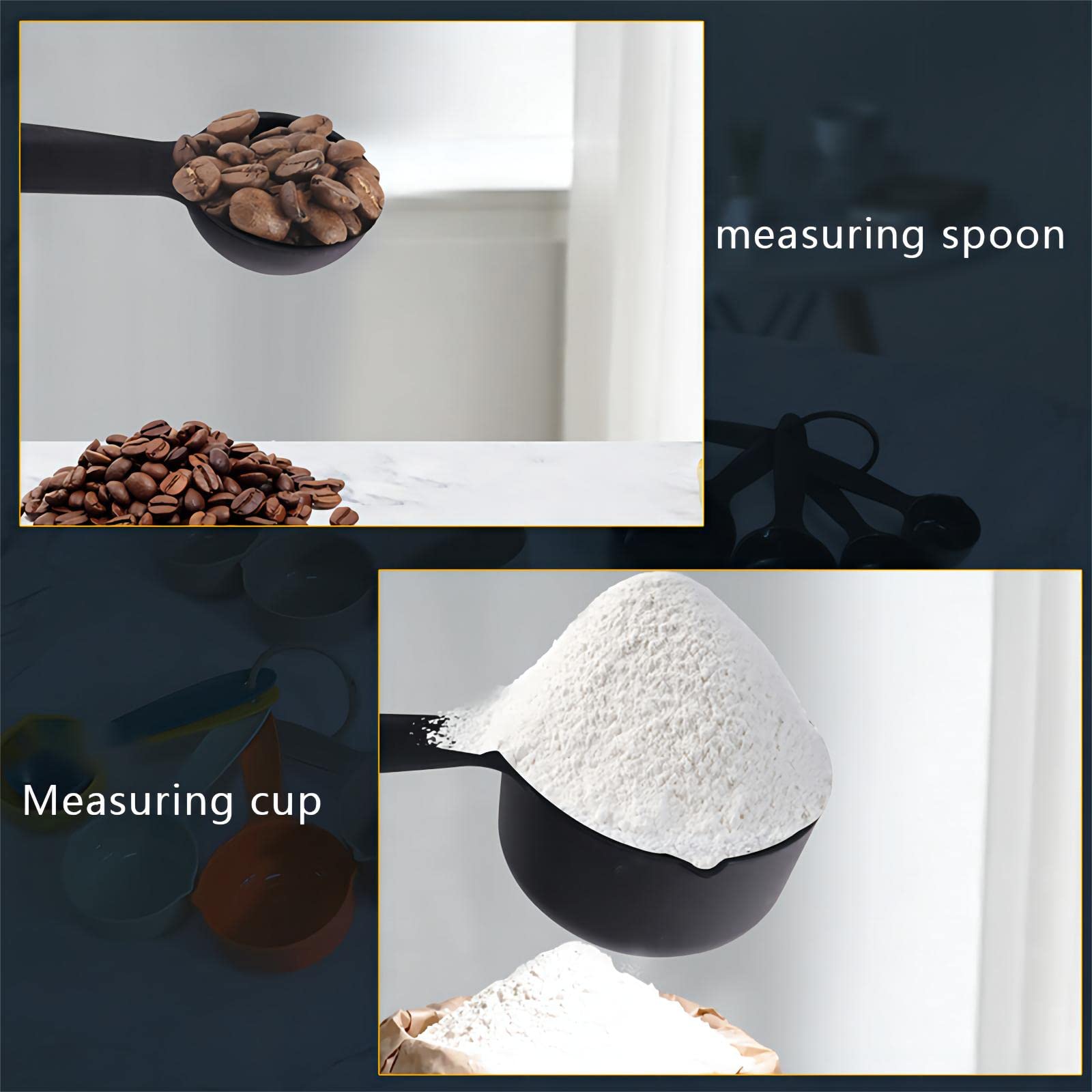 Smithcraft 10-Piece Plastic Measuring Cups and Spoons Set - 5 Dry Measuring Cups & 5 Measuring Spoons for Baking, Cooking, and Kitchen - Perfect for Measuring Flour, Sugar, Spices (Khaki)