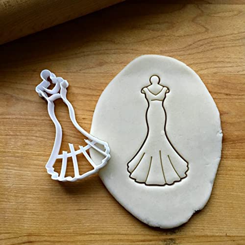 Sweet Prints Inc 3-Inch Wedding Dress on Hanger Cookie Cutter - Dishwasher Safe Stainless Steel for Baking, Wedding Favors & Bridal Shower Decorations