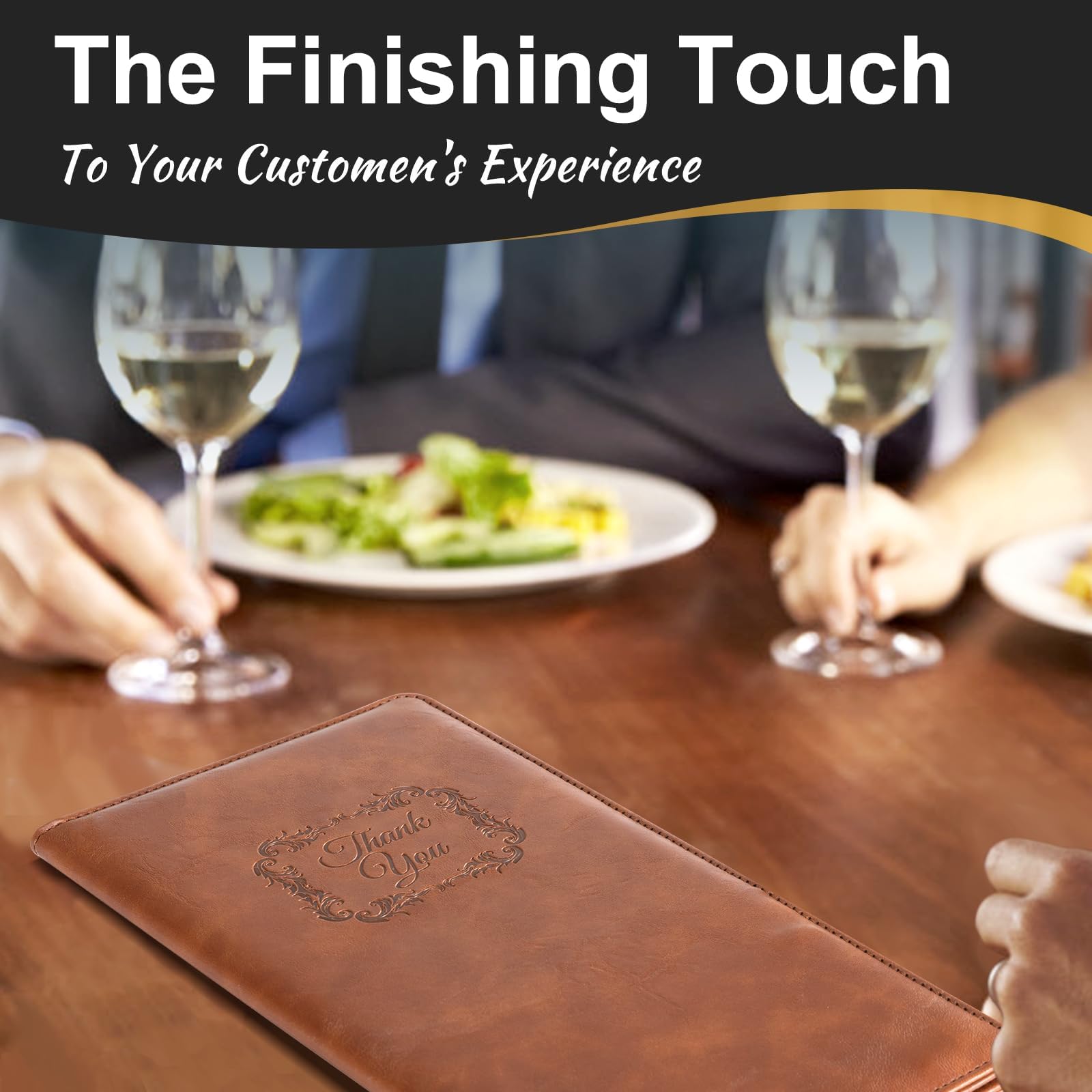 Cobak Restaurant Check Presenters - 20 Pack Brown Leather Customer Check Holders for Restaurants | Durable Bill Holders for Waiters, Servers & Hospitality Businesses | Perfect for Fine Dining, Cafes & Bars