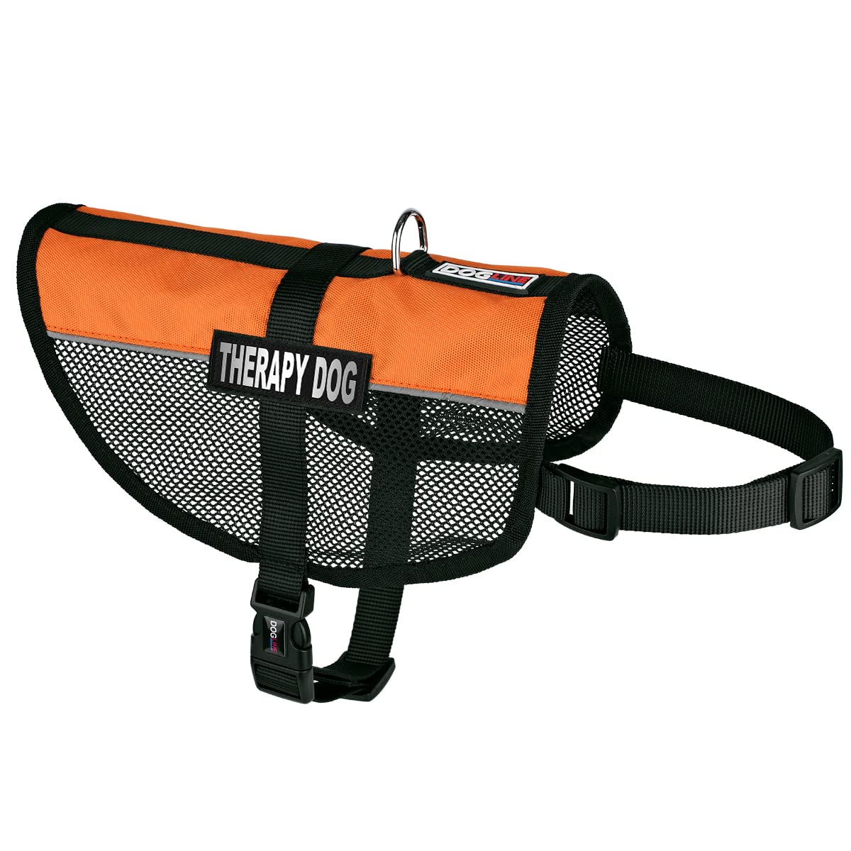 Dogline MaxAire Breathable Mesh Dog Vest with 2 Removable Therapy Patches - Adjustable Small Size in Orange for Outdoor Adventures, Training & Service Dogs