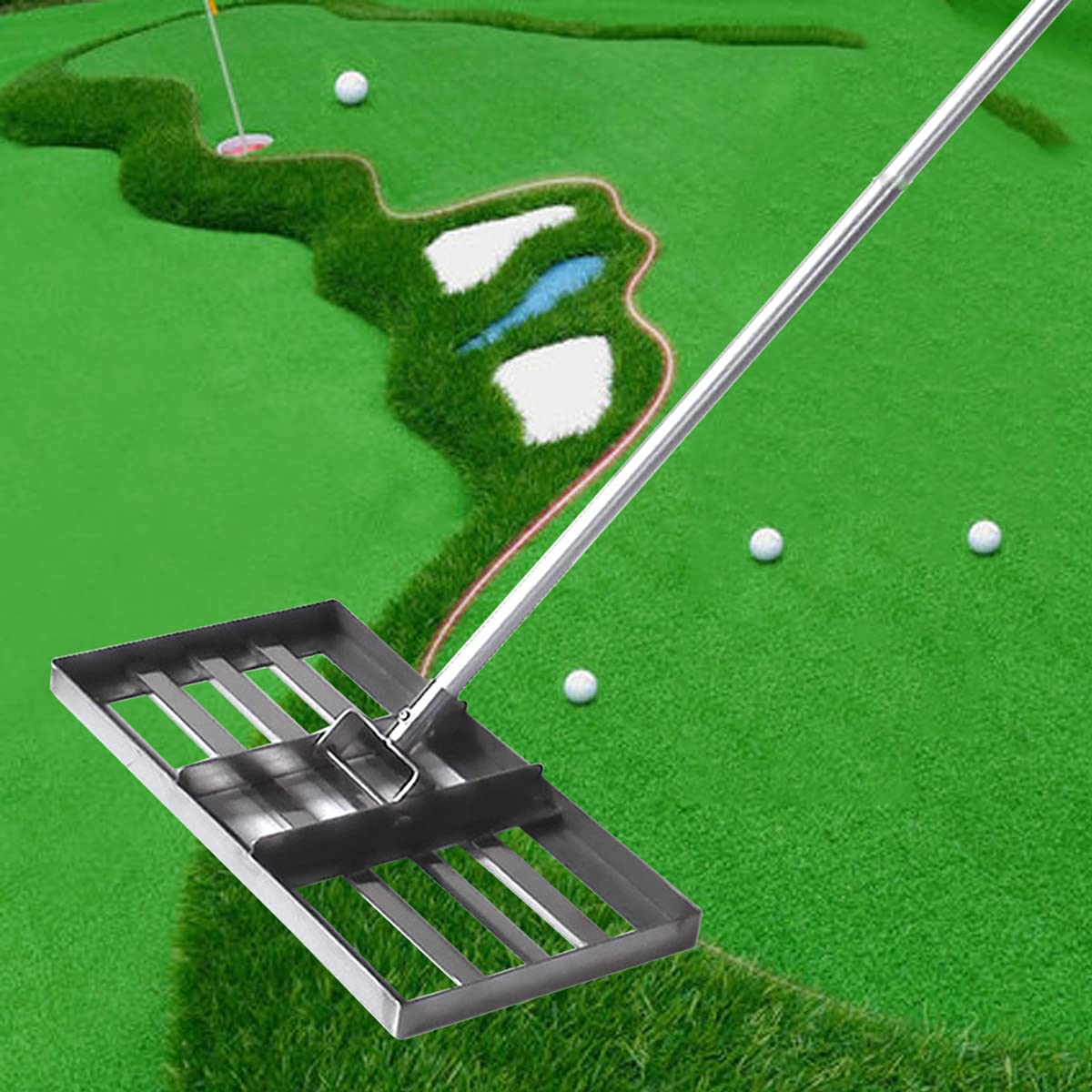 Premium Lawn Leveler & Grass Leveling Rake for Golf Courses, Gardens & Yards - Heavy Duty Ground Leveling Tool with Sand Spreader - Perfect for Golf Course Maintenance, Lawn Care & Landscape Finishing