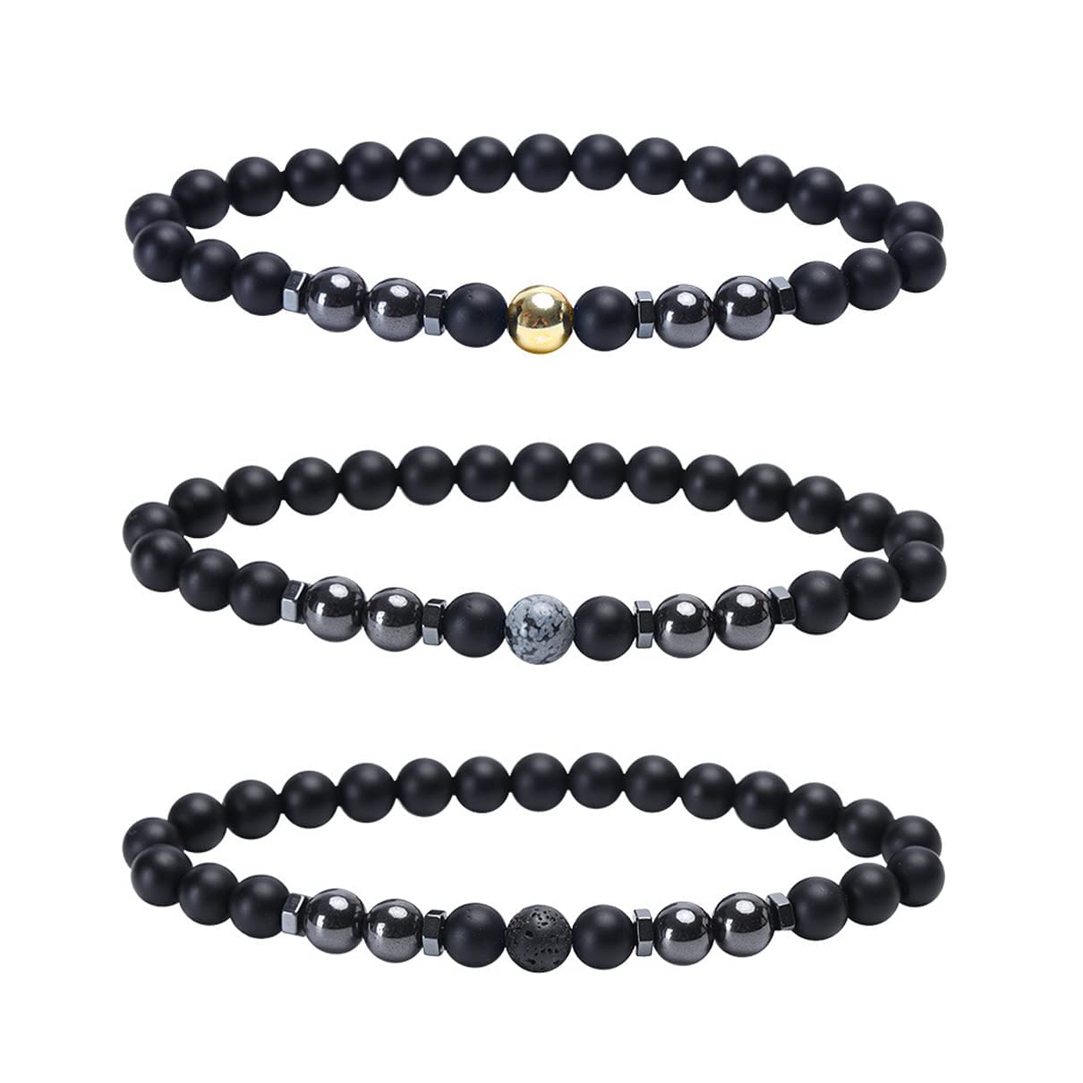 SKYFUN 6-Pack Black Obsidian Ankle Bracelet for Women & Men - Anti-Swelling Lymph Detox Healing Crystal Jewelry - Perfect Gift for Dad, Yoga, Meditation & Wellness