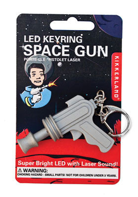 Kikkerland LED Space Gun Keychain Light - Fun Novelty Gift for Sci-Fi Fans, Kids & Collectors - Perfect for Nighttime Visibility, Parties & Cosplay Accessories