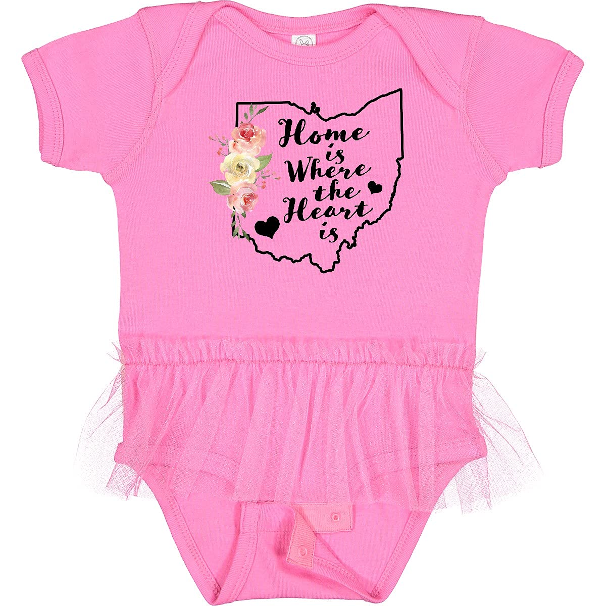 Inktastic Ohio Home is Where The Heart is Watercolor Infant Tutu Bodysuit - Cute Baby Outfit for Family Photos, Newborn Gifts & Special Occasions