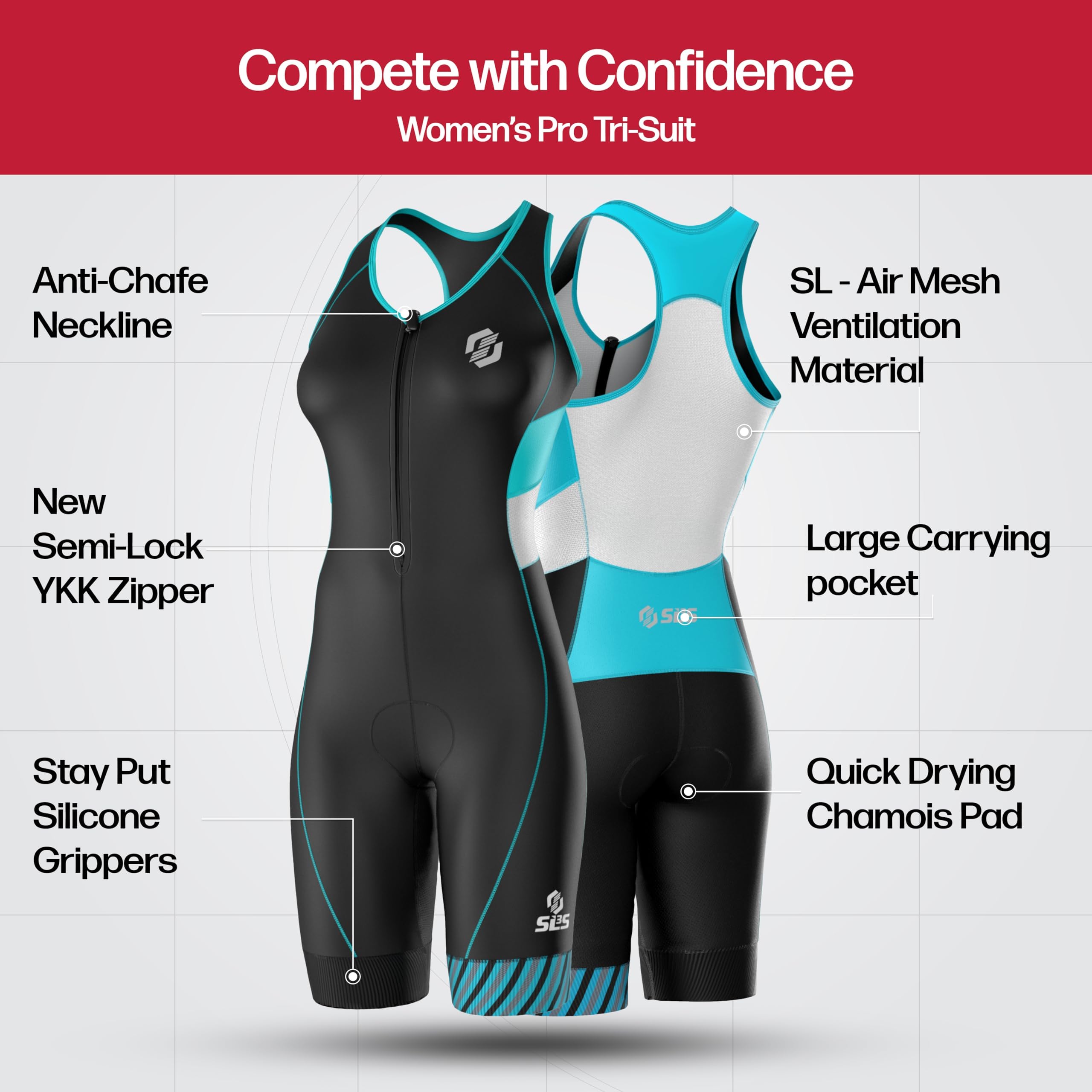 Women's Triathlon Suit - Premium One-Piece PRO FX Trisuit for Female Athletes, No Shelf Bra - Ideal for Swimming, Cycling & Running Competitions