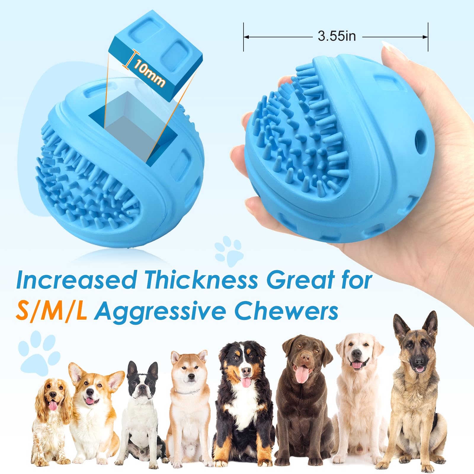 Indestructible Squeaky Dog Toys for Aggressive Chewers - Tough Chew-Proof Balls for Large & Medium Breed Dogs - Interactive Outdoor Pet Play & Training Gifts for Fetch, Exercise & Bonding