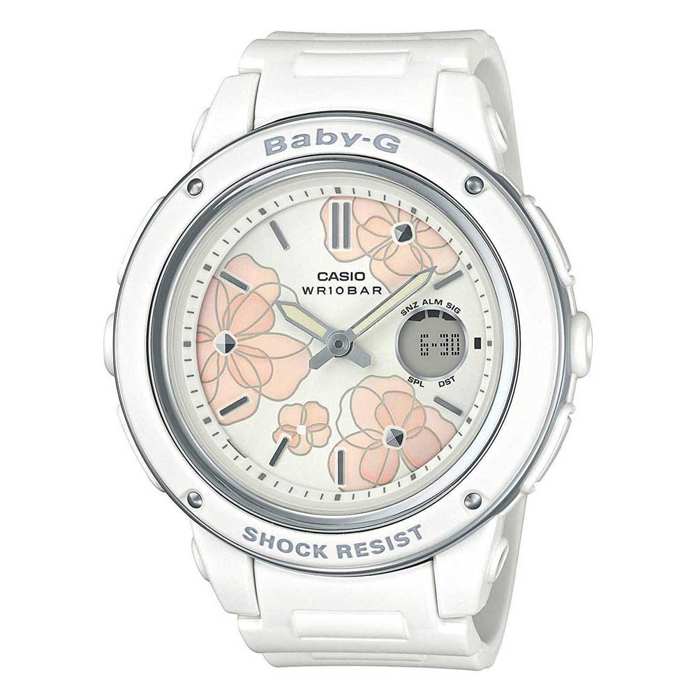 CASIO BABY-G BGA-150FL-7ADR Women's Digital Sport Watch - White Resin Strap, Shock Resistant, Water Resistant for Swimming, Running & Outdoor Activities