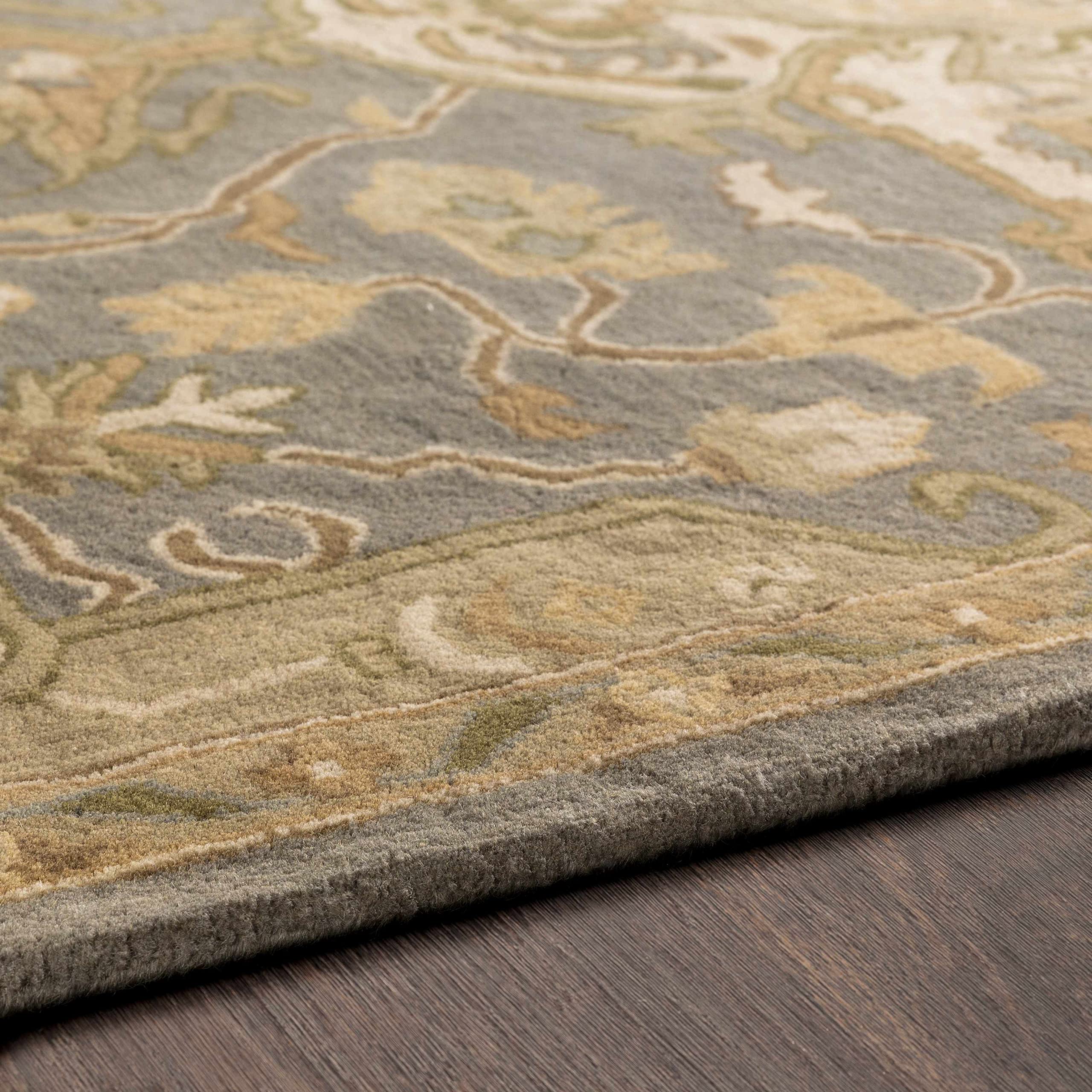 Hauteloom Broomfield Wool Area Rug for Living Room & Bedroom - Traditional Gray, Brown, Beige - 6' Round - Soft & Durable Handmade Rug for Cozy Home Decor