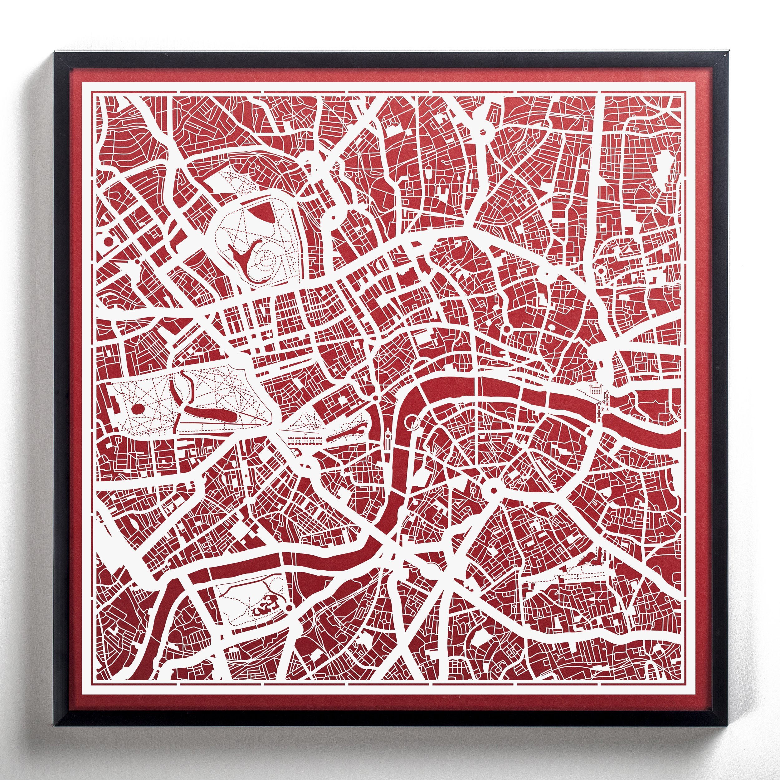 O3 Design Studio London Paper Cut Map - 12x12 Inches White Paper Art Wall Decor for Home, Office & Gifts | Unique 3D Cityscape Artwork