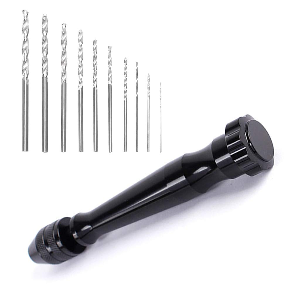 10-Piece HSS Twist Drill Bit Set - Mini Micro Aluminum Hand Drill with Keyless Chuck for Woodworking, Metal & Plastic Drilling - Perfect for DIY Projects, Jewelry Making & Precision Crafting
