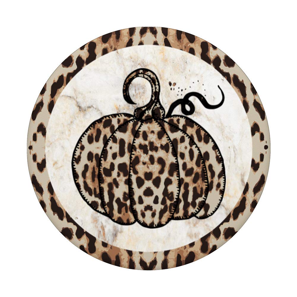 Cute Black Leopard Pattern Animal Print Fall Pumpkin PopSocket PopGrip - Swappable Phone & Tablet Grip for Stylish Everyday Use and Perfect Gift Idea