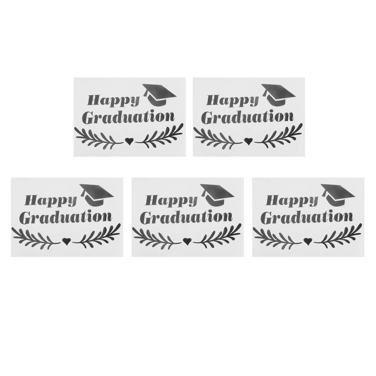 5pcs Black Graduation Balloon Stickers - DIY Party Decor for Graduation Celebrations