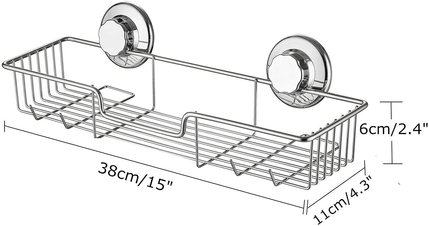 iPEGTOP L-4 Strong Suction Cup Shower Caddy - Rustproof Stainless Steel Bathroom Organizer for Shampoo, Soap, Conditioner & Razor Storage - Perfect for Small Spaces & Clutter-Free Showers