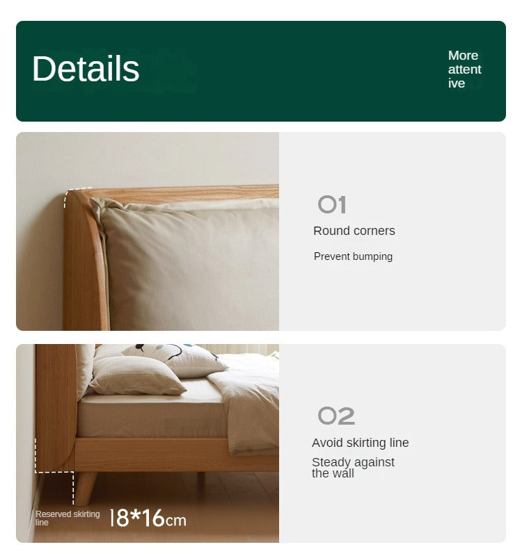 Premium Oak Solid Wood Frame with Top Grain Leather Upholstery & Technical Fabric Bed - Perfect for Modern Bedrooms, Guest Rooms & Luxury Home Decor