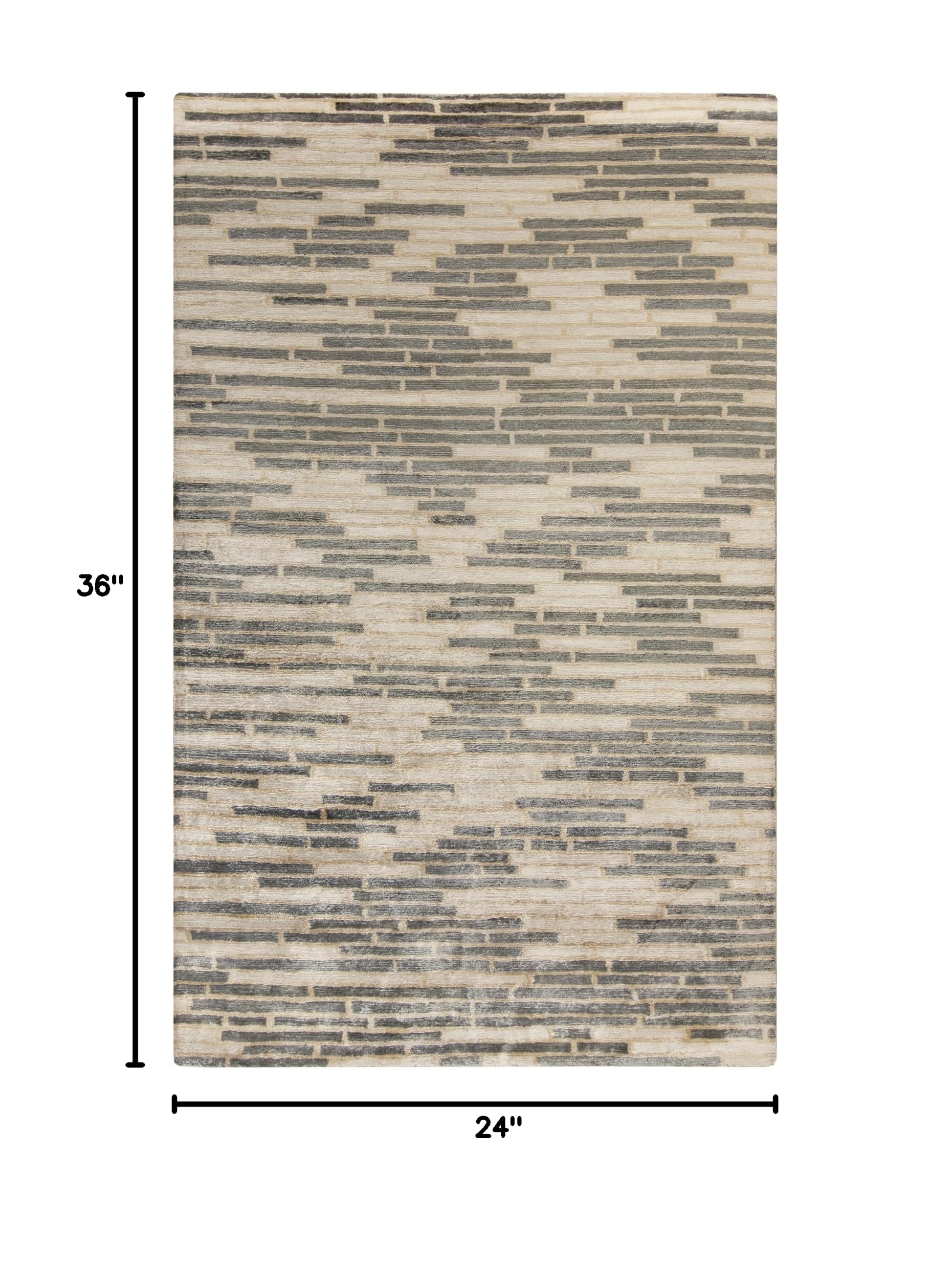 Sayama Area Rug 2x3 Feet - Hand-Knotted Black & Neutral Design for Living Room, Bedroom, or Office Decor | Soft & Durable Floor Covering