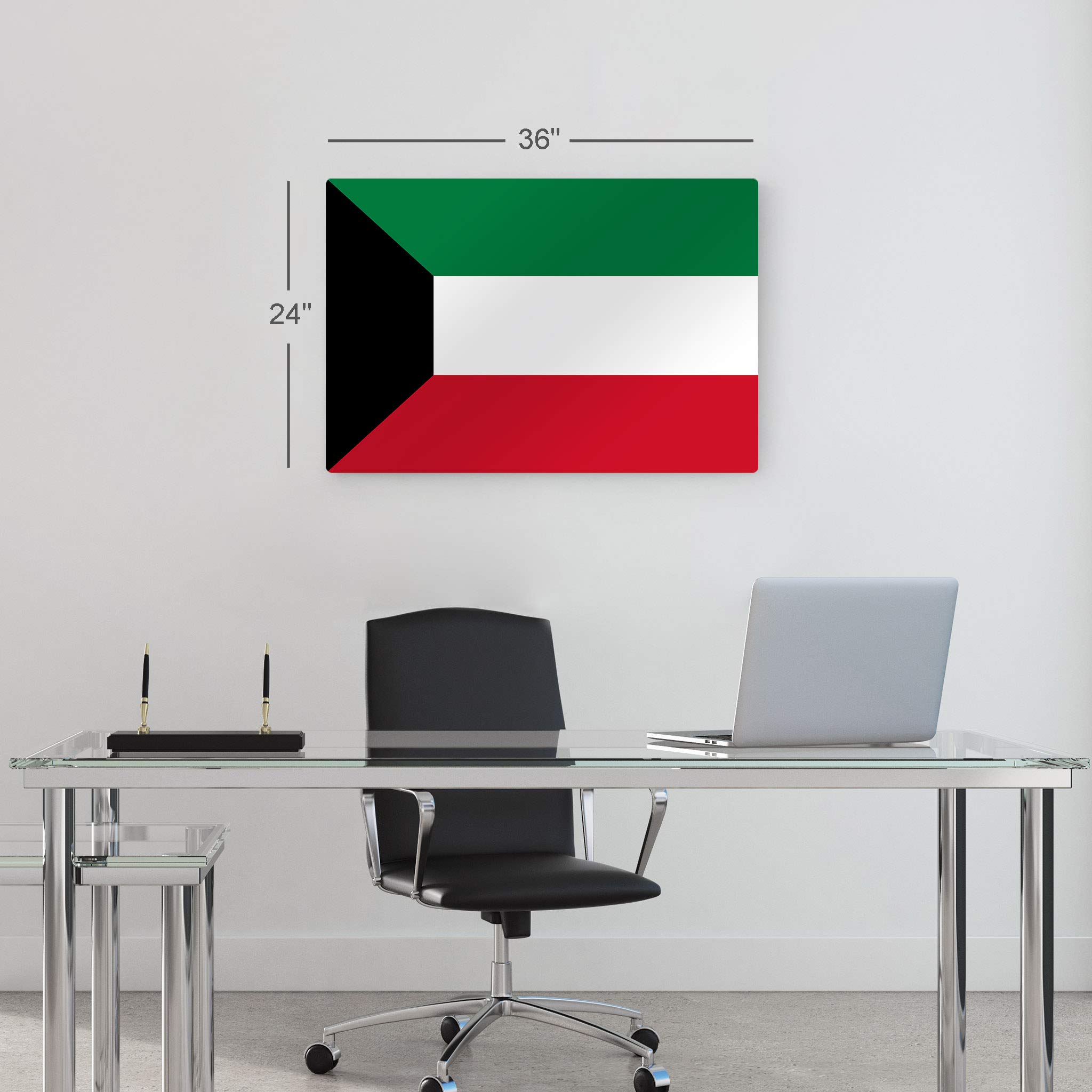 Kuwait Flag Metal Wall Art Print - 30x40 Inches, Made in USA | Modern Home Decor for Office, Living Room, Dorm, Bedroom, Kitchen, Man Cave, Sports Club & Bar | Ready to Hang Country Flags Decor for Patriotic Display & Gift Giving