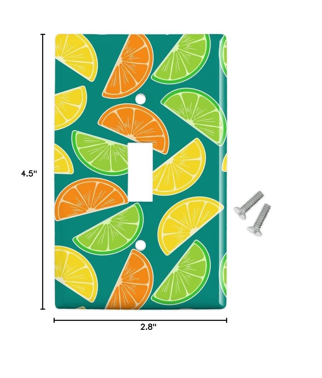 Vibrant Citrus Lemon Lime Orange Slices Pattern Plastic Wall Plate Cover - Decorative Light Switch Cover for Kitchen, Bathroom & Nursery Decor