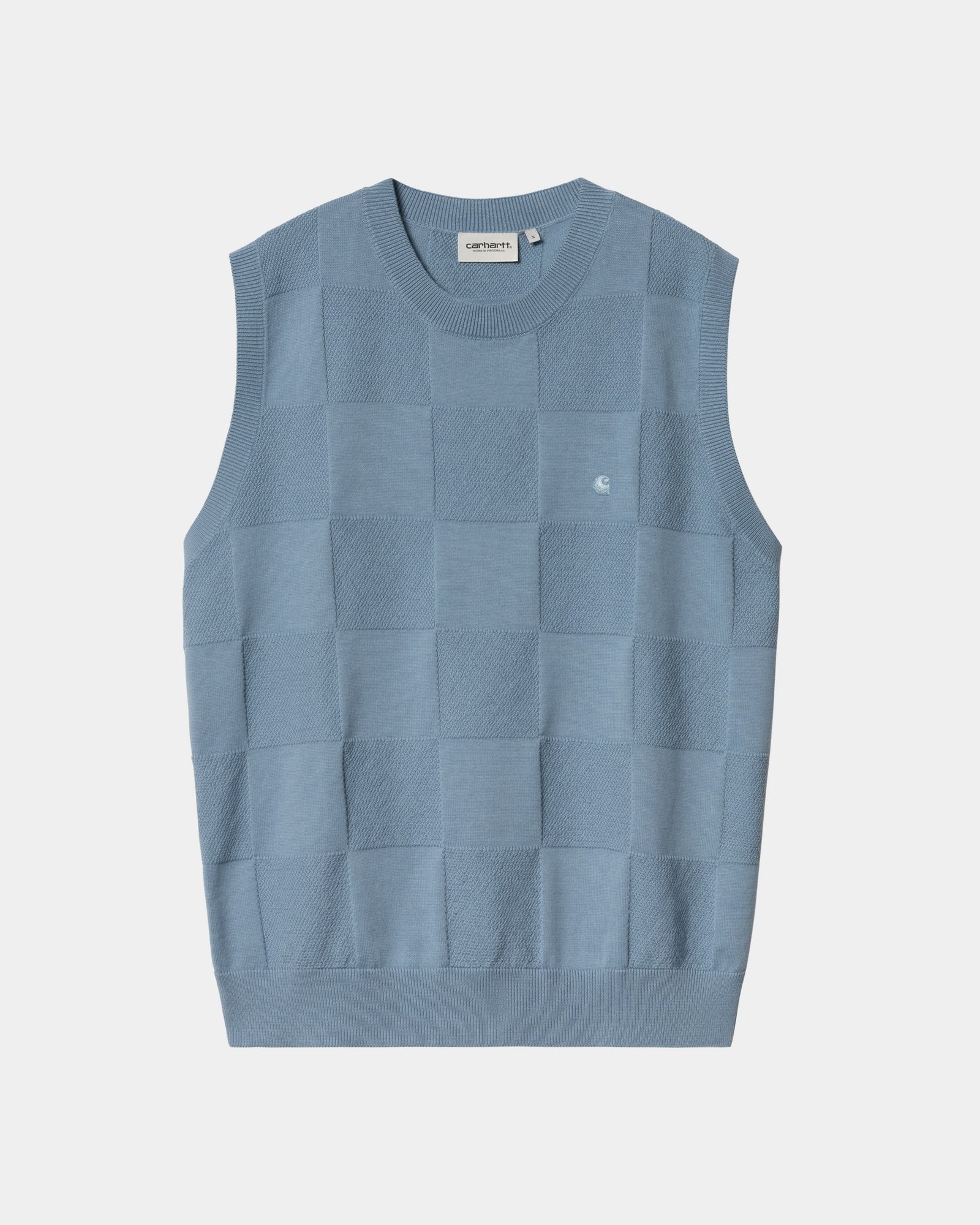 Women's Checker Vest Sweater - Cozy Knit Cardigan with Frosted Blue Color | Perfect for Fall Layering, Winter Outfits & Casual Office Wear