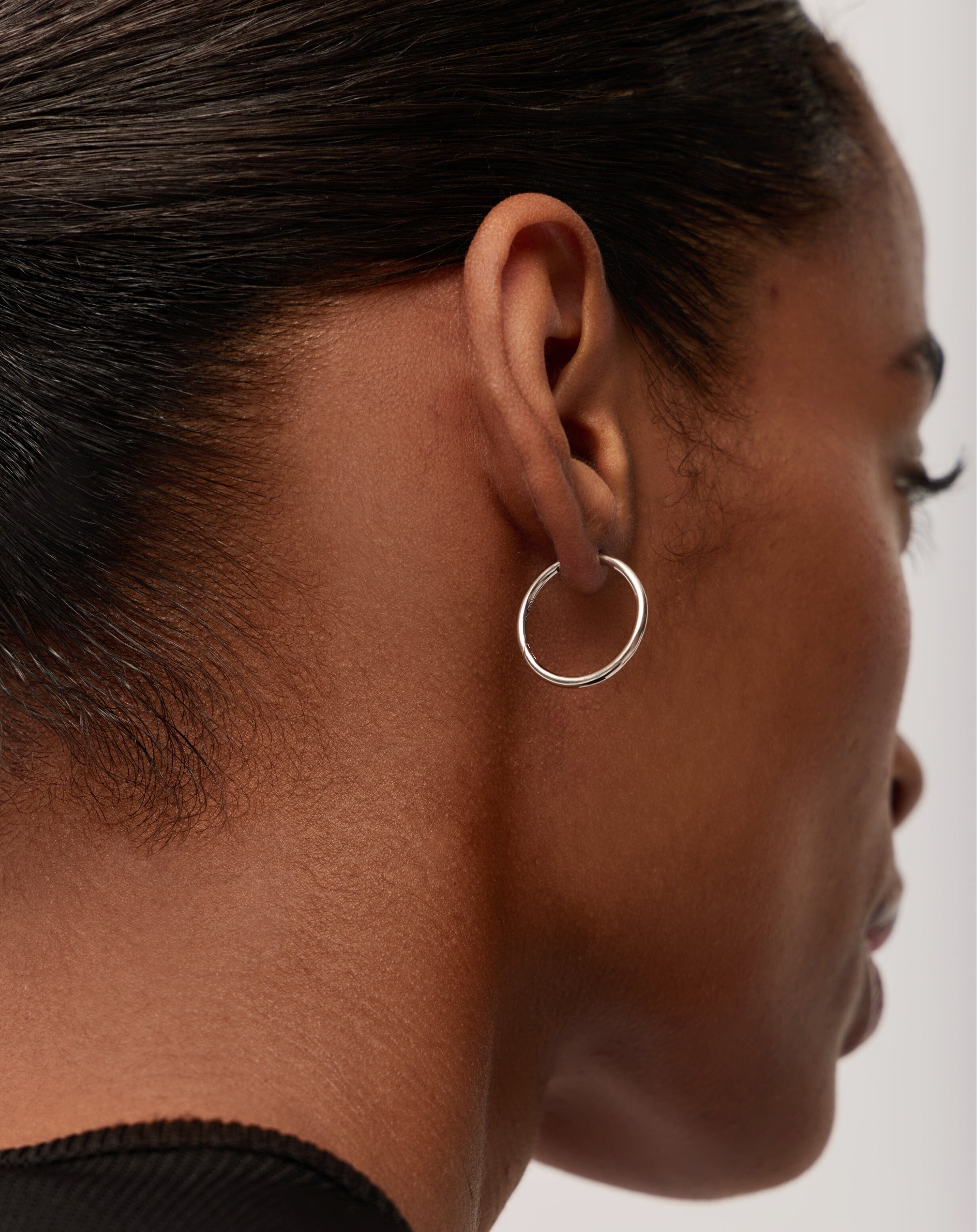Classic Small Hoop Earrings - Rhodium Plated Recycled Sterling Silver Jewelry for Women | Perfect for Everyday Wear, Office & Date Night