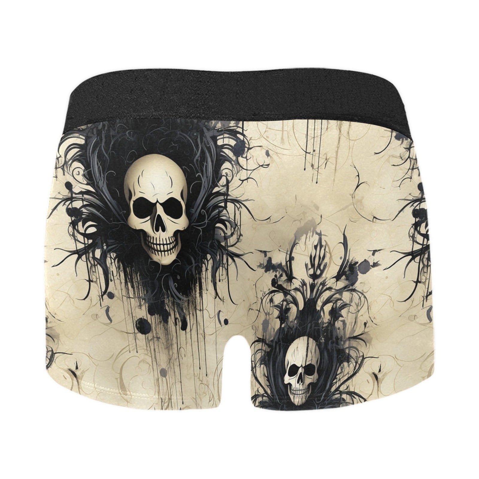 Gothic Skull Print Boxer Briefs for Men - Comfortable & Stylish Underwear for Everyday Wear, Halloween, and Gothic Fashion