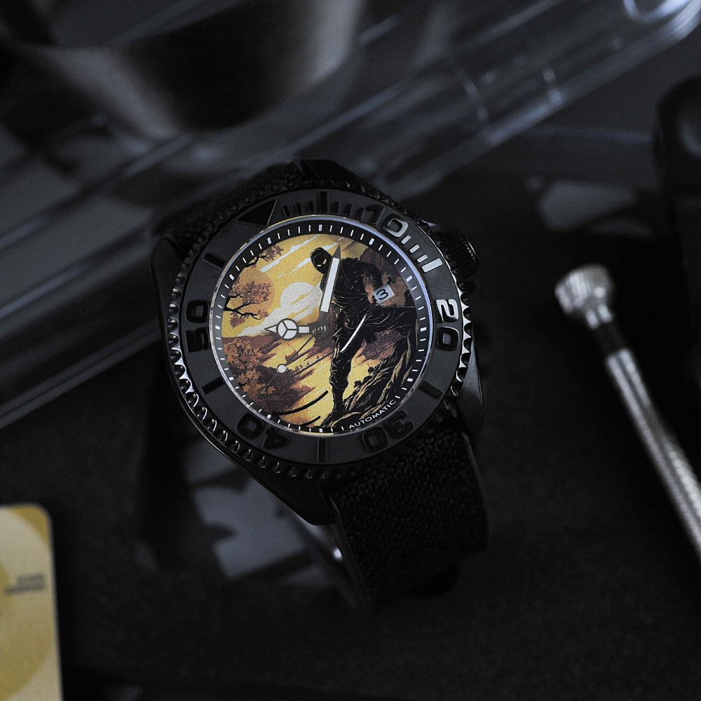 AG Collective The Shadow Ninja Series Men's Watch - Black Dial with Fabric Strap (Model G 8040 NIN SHA) | Stylish Casual & Outdoor Sports Timepiece for Men