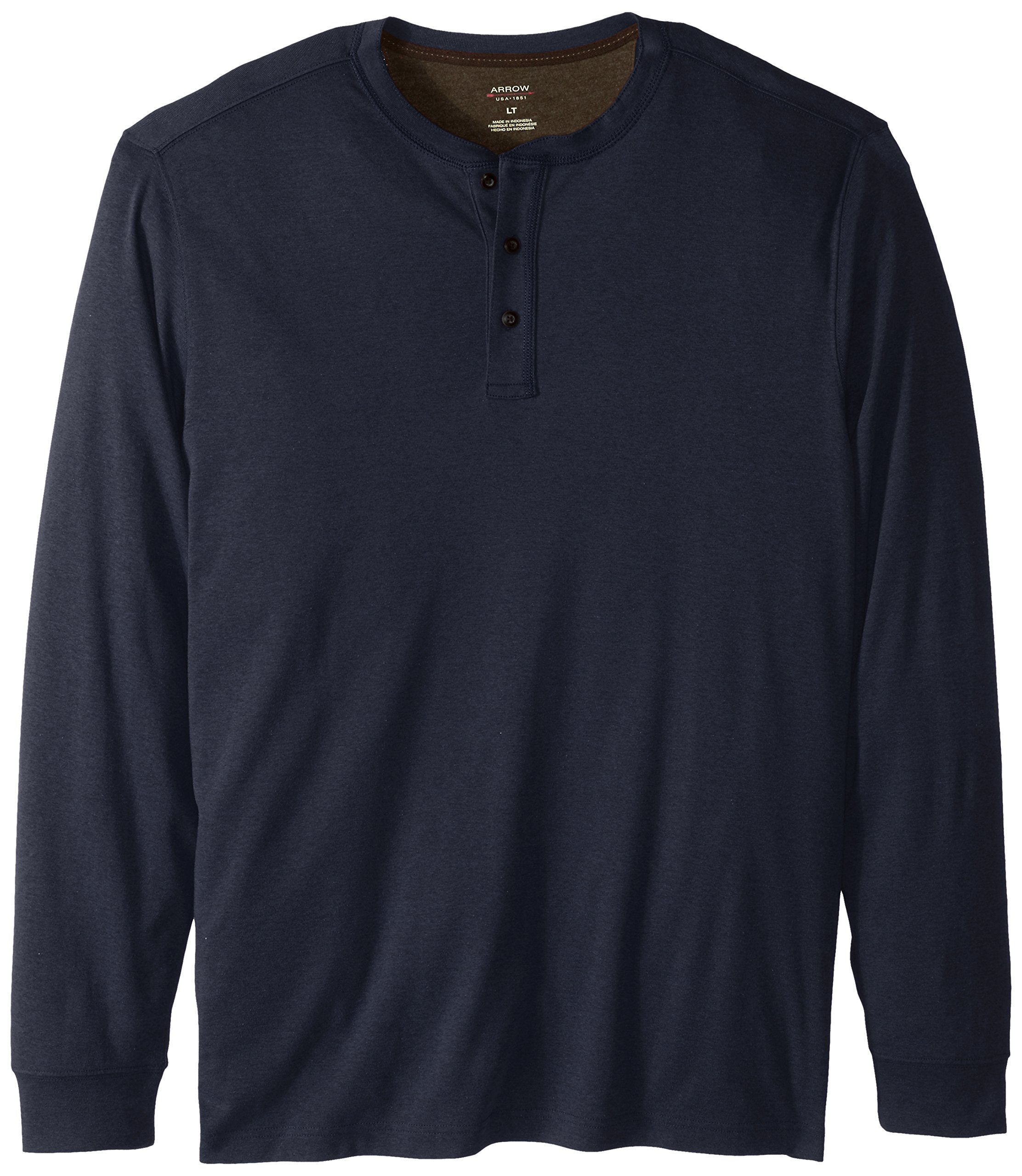 Arrow Men's Big & Tall Long Sleeve Henley Shirt - Comfortable Heather Knit Fabric for Casual Wear & Layering
