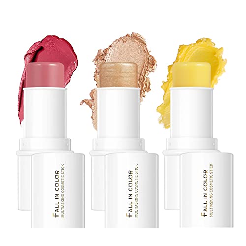 Yeweian Makeup Sticks Set - Matte Cream Blush Stick for Cheeks, Eyes & Lips | Hydrating Moisturizer & Highlighter Makeup Sticks for All Skin Types | Perfect for Everyday Glam & On-the-Go Touch Ups