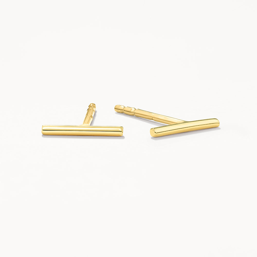 10k Gold Fine Bar Stud Earrings for Women - Minimalist Elegant Jewelry for Everyday Wear, Parties & Gifts