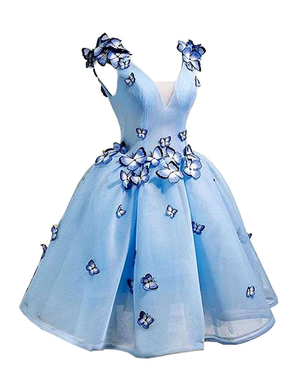 Elegant 3D Butterfly Women's Homecoming Dress - Mesh Formal Party Gown with Lace Up Back, Short Prom & Cocktail Dress for Dances, Weddings & Special Events
