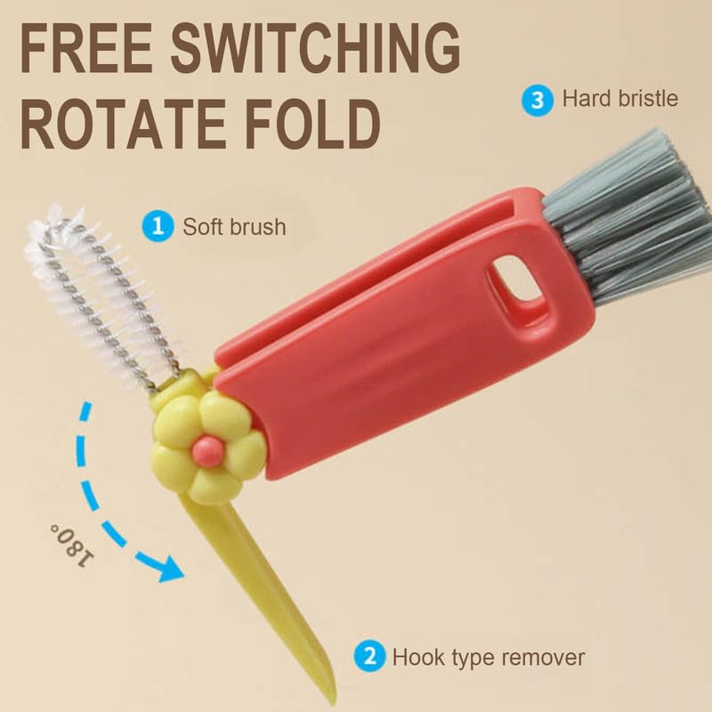2024 New 3-in-1 Multifunctional Cleaning Brush Set - Baby Bottle Gap Cleaner, Cup Lid Scrubber & Tight Space Brush | Portable Dishwashing Tool for Kitchen, Travel & Baby Care Essentials