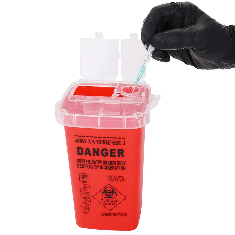 5 Pack 1 Quart Sharps Disposal Containers - Safe Needle Disposal Bins for Home, Clinic & Hospital Use - FDA Compliant Medical Waste Containers for Syringes, Lancets & Medical Sharps
