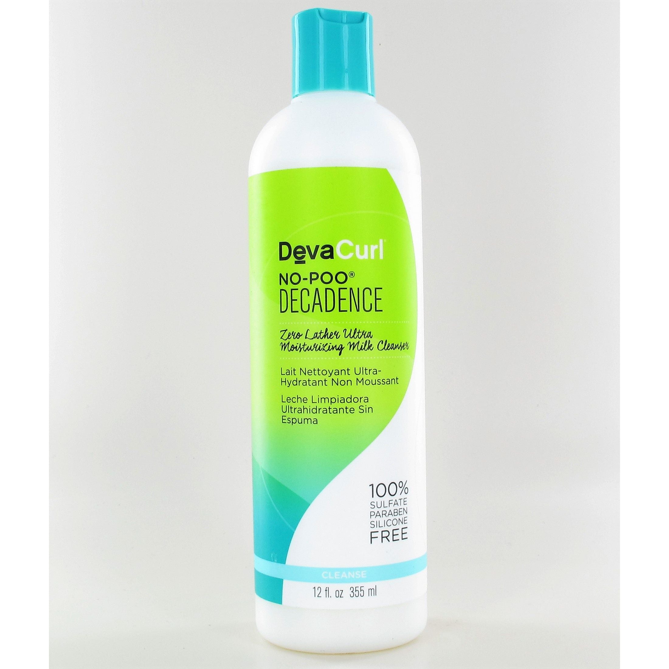 DEVA CURL No Poo Decadence Zero Lather Ultra Moisturizing Milk Cleanser 12 oz - Sulfate Free Cleansing Milk for Curly Hair - Perfect for Daily Hydration & Gentle Cleansing Routine
