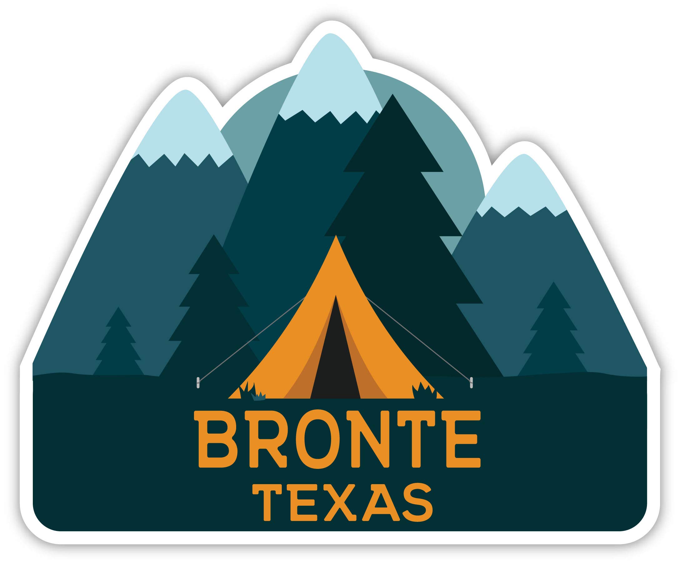 Bronte Texas Souvenir - 2-Inch Vinyl Decal Sticker with Camping Tent Design - Perfect for Laptops, Water Bottles & Outdoor Gear